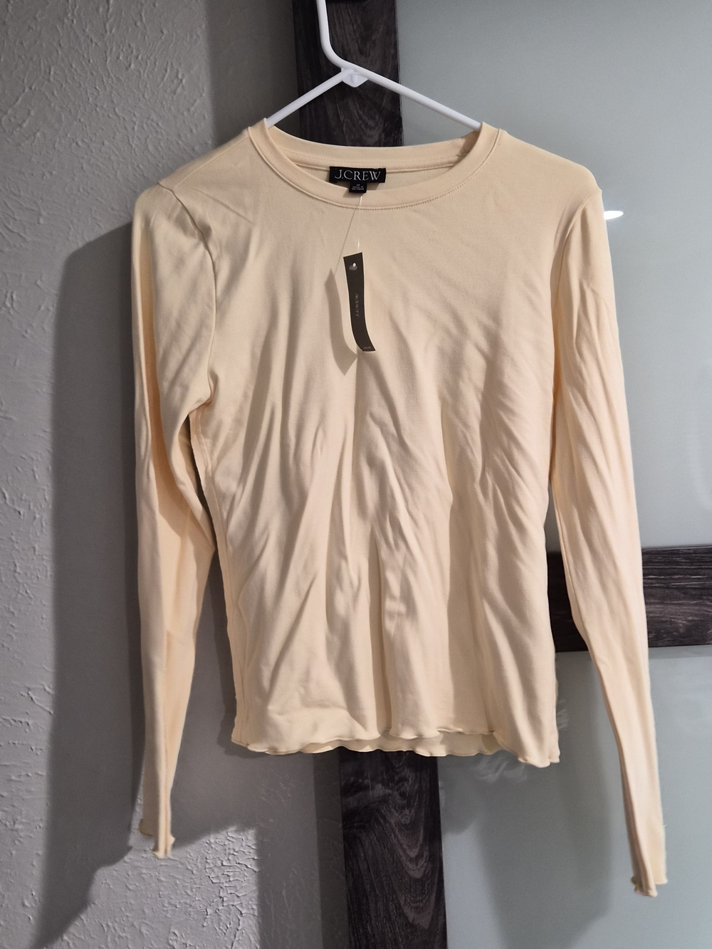 J. Crew Long Sleeve Crewneck Top in Pale Yellow